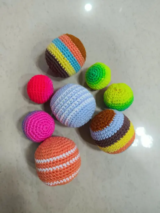 Handmade crochet balls in multicolour