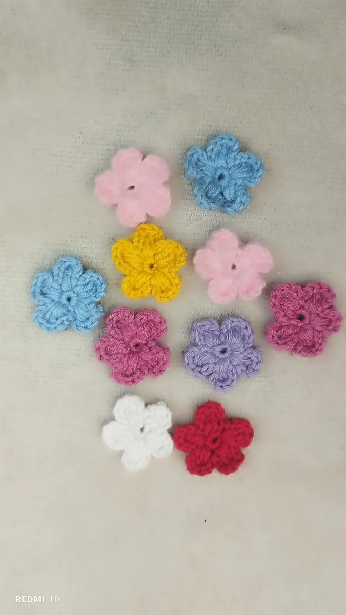 Handmade crochet mini flowers in pastel mix