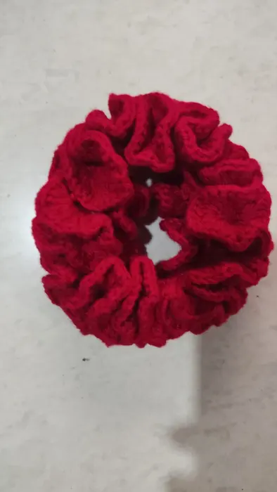 Handmade crochet scrunchie in red