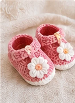 Pink crochet baby shoes